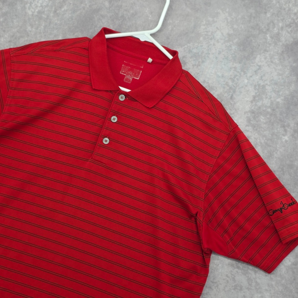 Adidas Golf Polo Shirt ClimaCool Mens L/XL Red Black Striped Performance